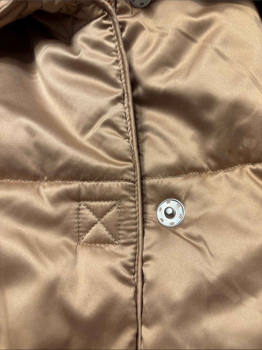 George Satin-Effect Quilted Puffer Jacket in Champagne/Gold, Snap Closure - Picture 3 of 12